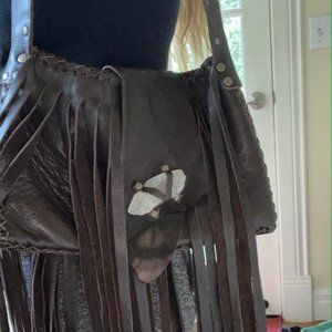 One-of-a-kind Leather Cowgirl Fringe Shoulder Bag